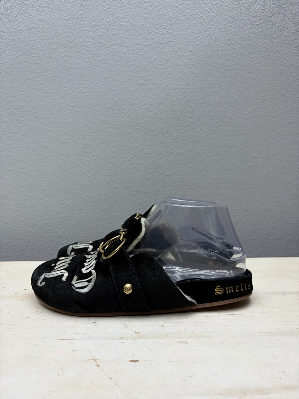 Juicy Couture Black Suede Vintage Mules Size 8